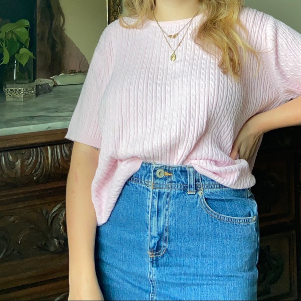 pink knit tee